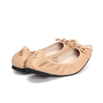"MARTHA" POINTY TOW BALLERINA W/ METAL LOGO PLATE BY COUNTER